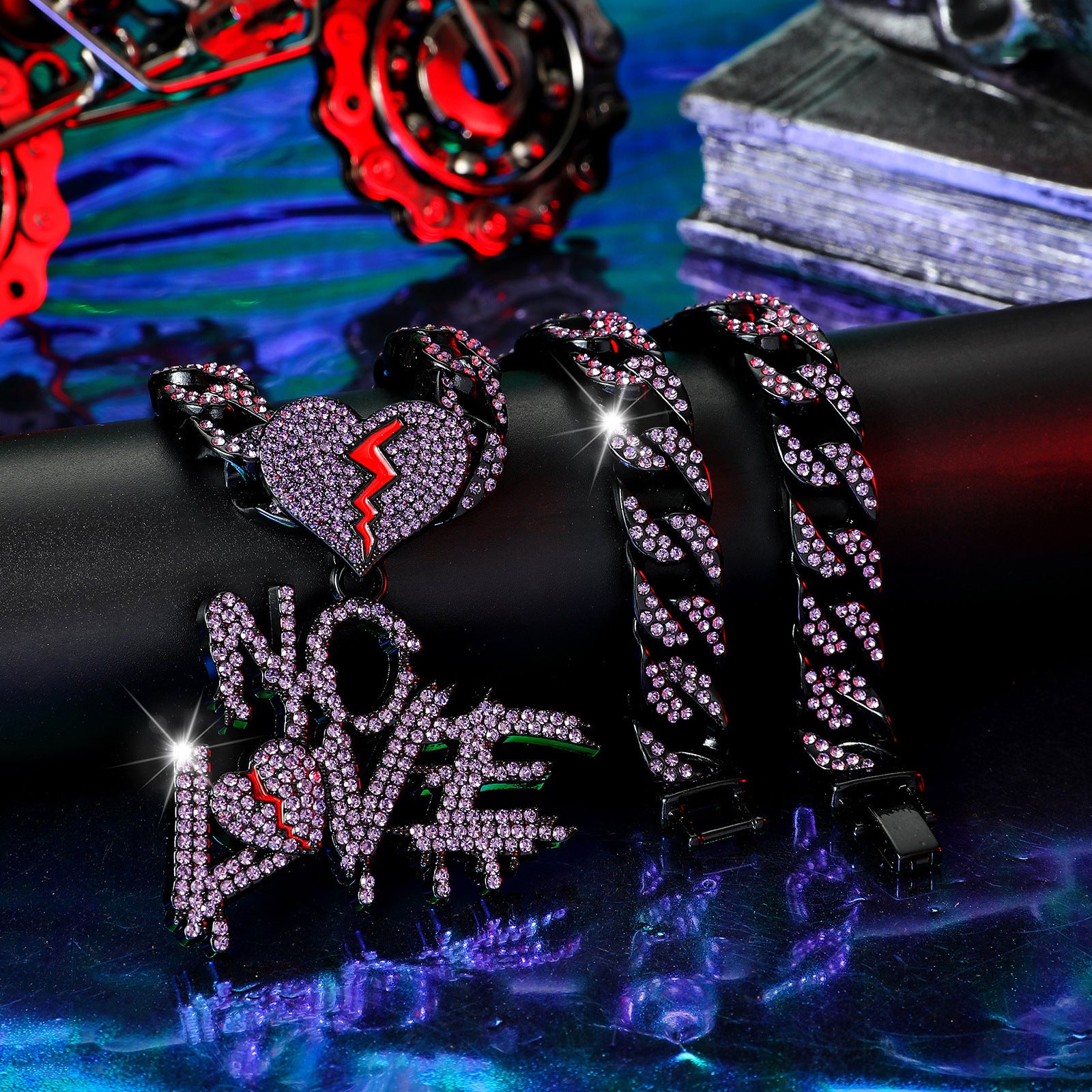 Wholesale Diamond-studded English lettering hip-hop Cuban necklace