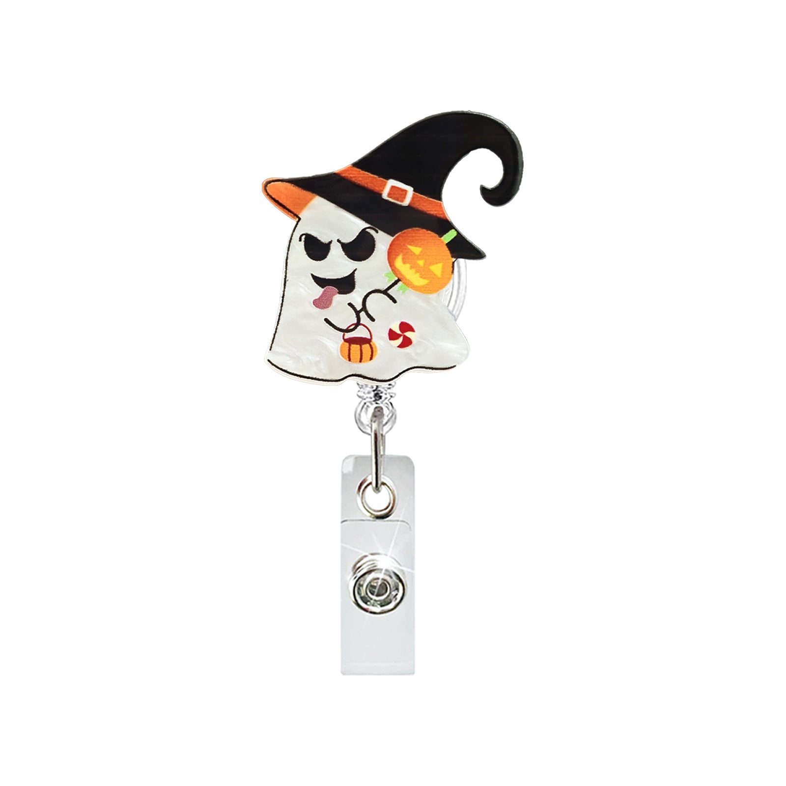 Wholesale  Acrylic Pumpkin Retractable Rotating Easy-Pull Id Easy-Pull Buckle  badge reels