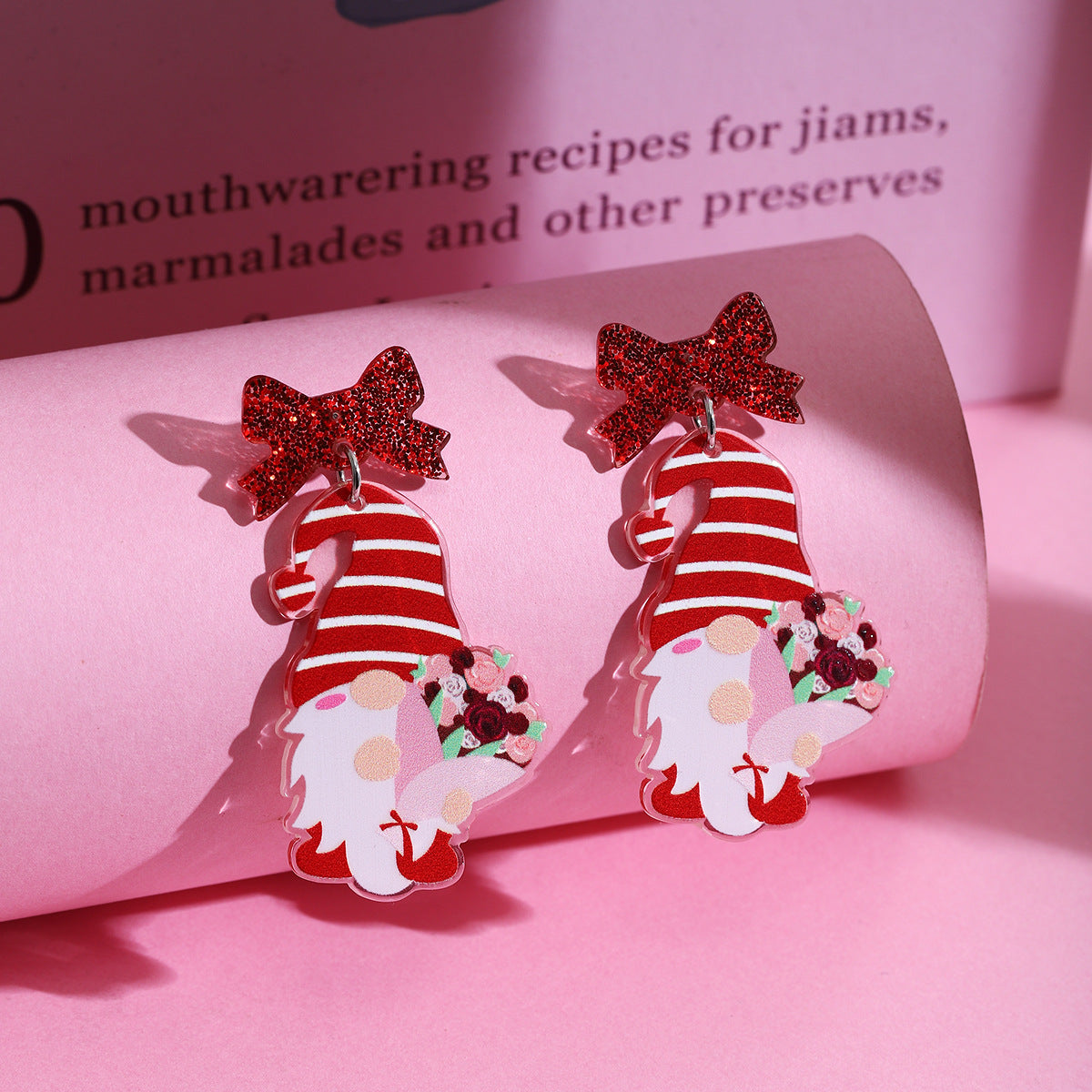 Wholesale Valentine' s Day Pink Love Acrylic Earrings