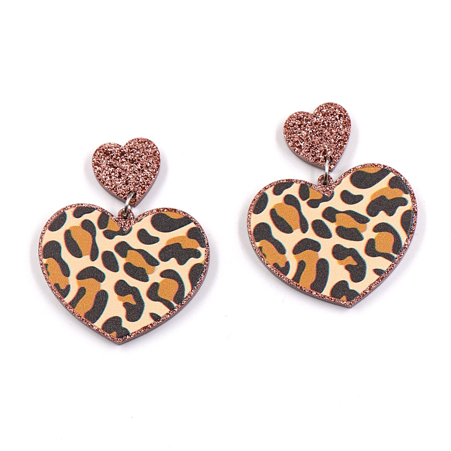Wholesale Heart shaped Leopard Pattern Earrings Vintage Bohemian Acrylic Earrings