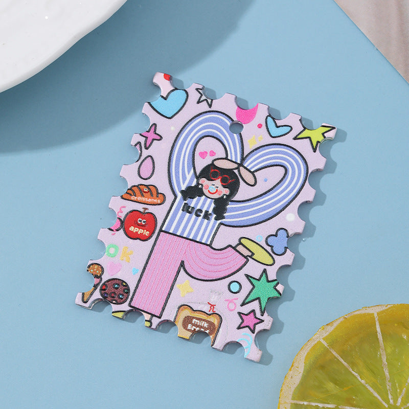 Wholesale 10pcs/ pack acrylic printed hanging pendant DIY mobile phone chain keychain