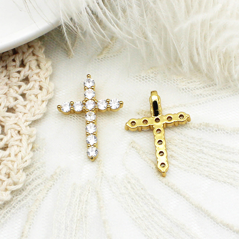 Wholesale Copper Inlaid Zircon Cross DIY Jewelry Accessories
