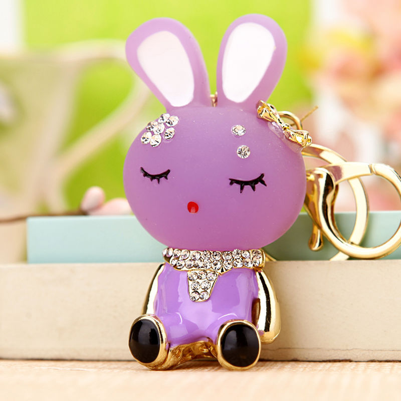 Wholesale Stylish Rhinestone Bear Keychain Car Key Accessory Bag Charm Champagne Zinc Alloy Wedding Gift For Resale