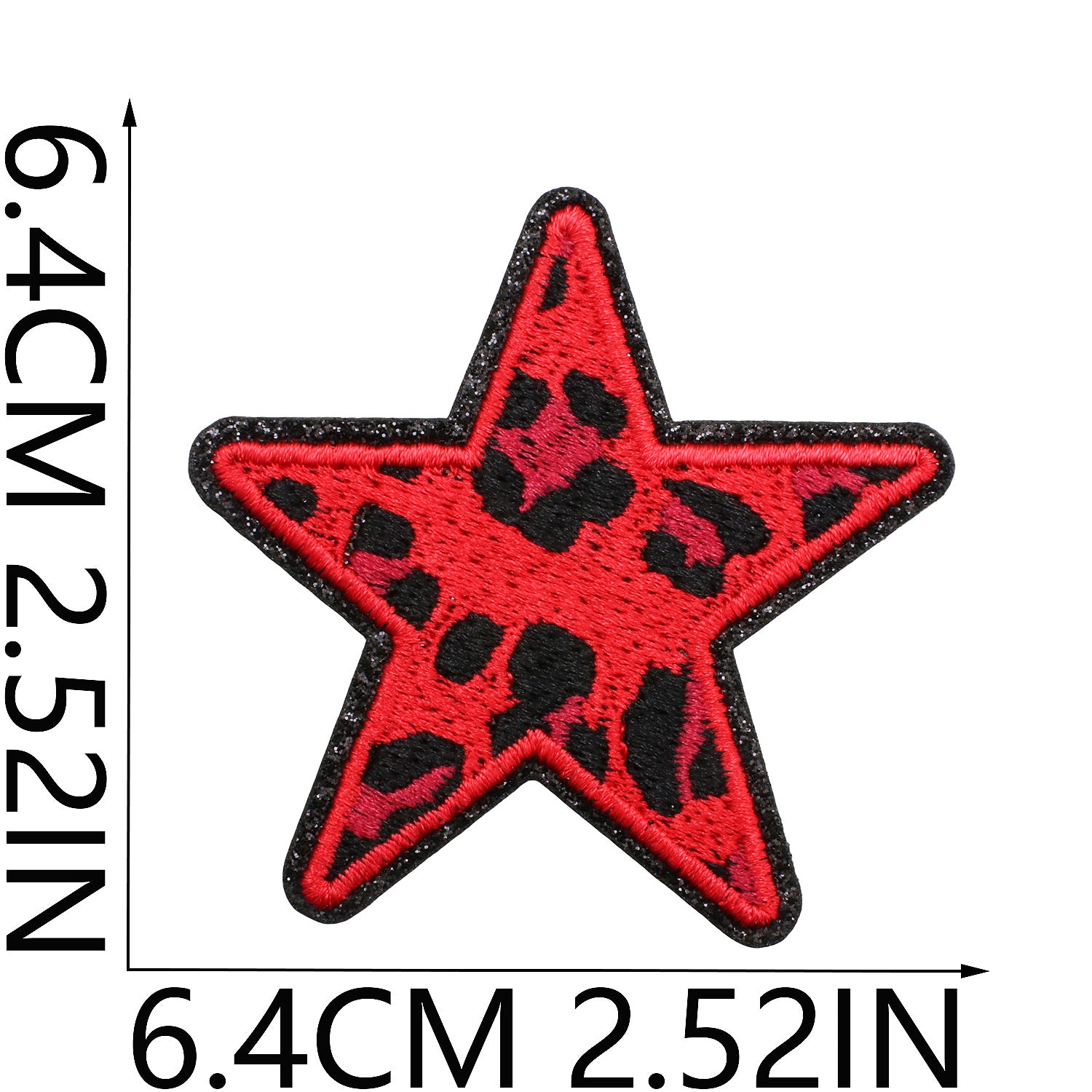 Wholesale Leopard Print Glitter Star Embroidered Patch Polyester Applique For Clothing Bags DIY