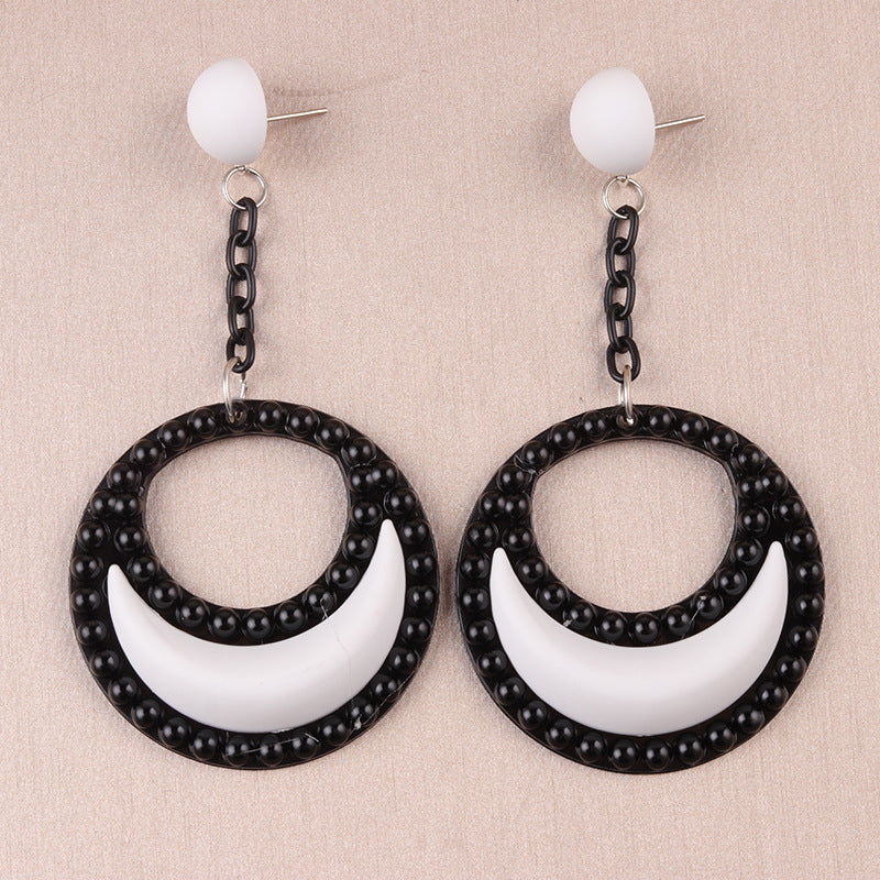 Wholesale Exaggerated Candy Color Three-Dimensional Crescent Acrylic Earrings