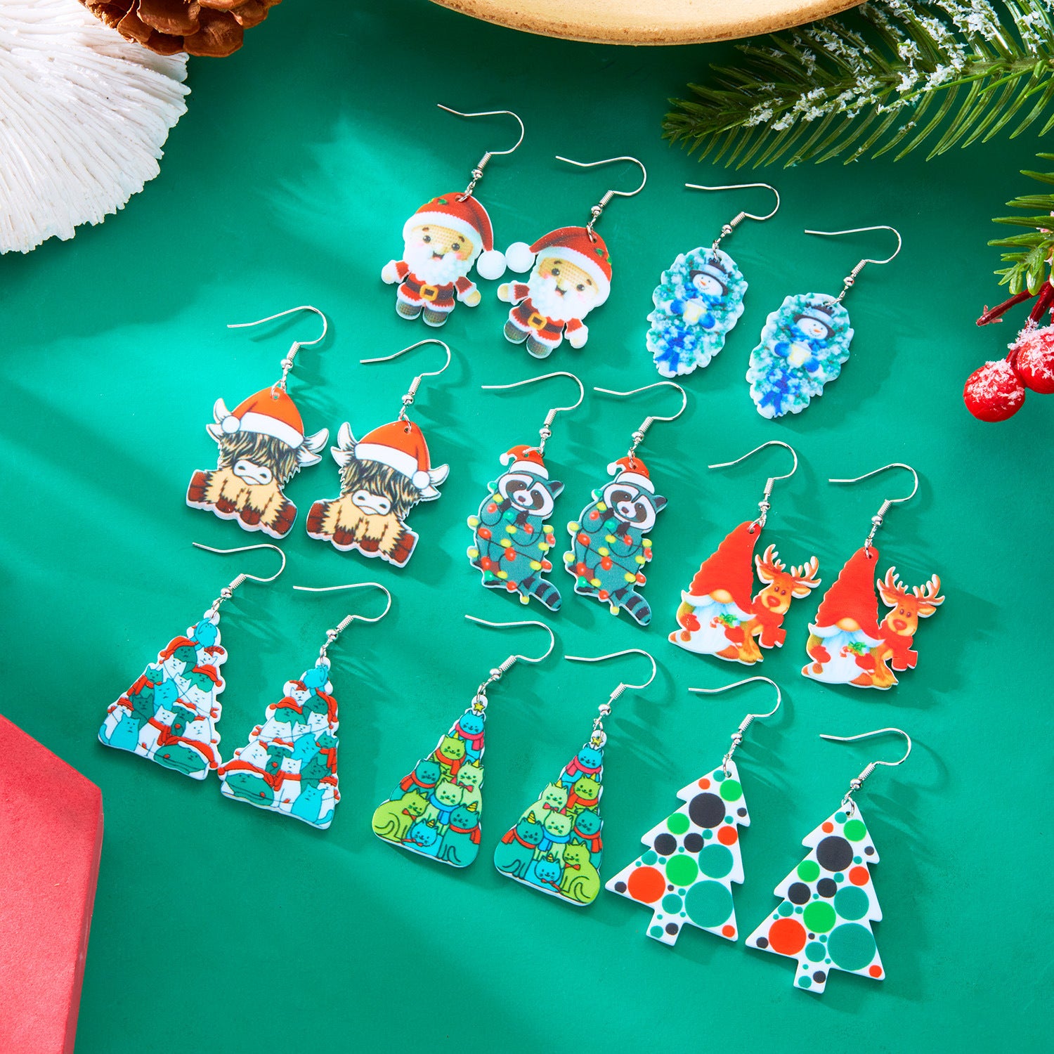 Wholesale Santa Claus Cat Christmas Series Acrylic Earrings