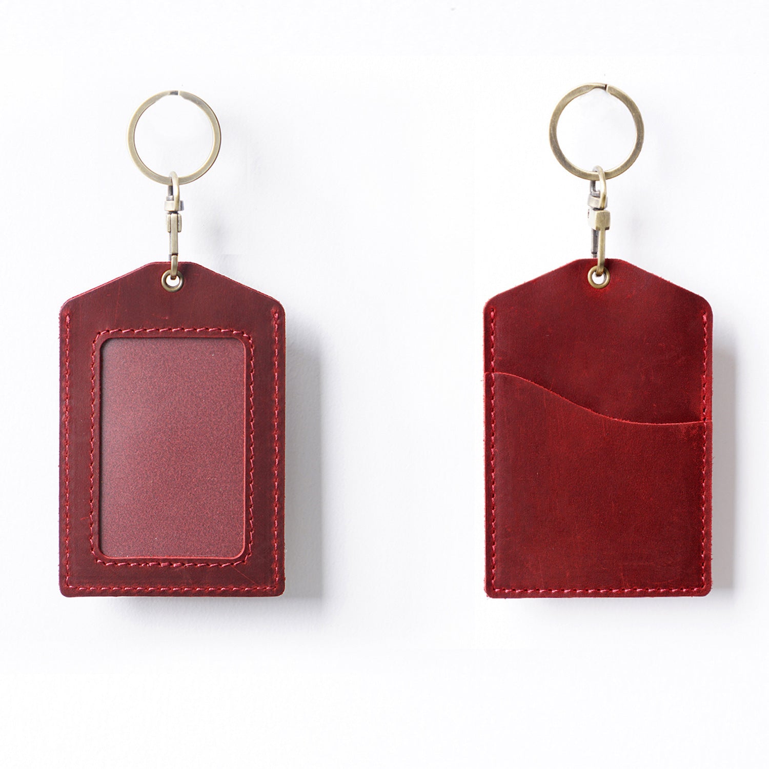 Wholesale Cowhide ID Holder Leather Keychain