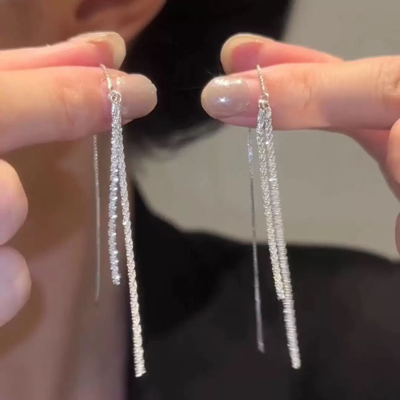 Wholesale Temperament long round face slim galaxy tassel earrings