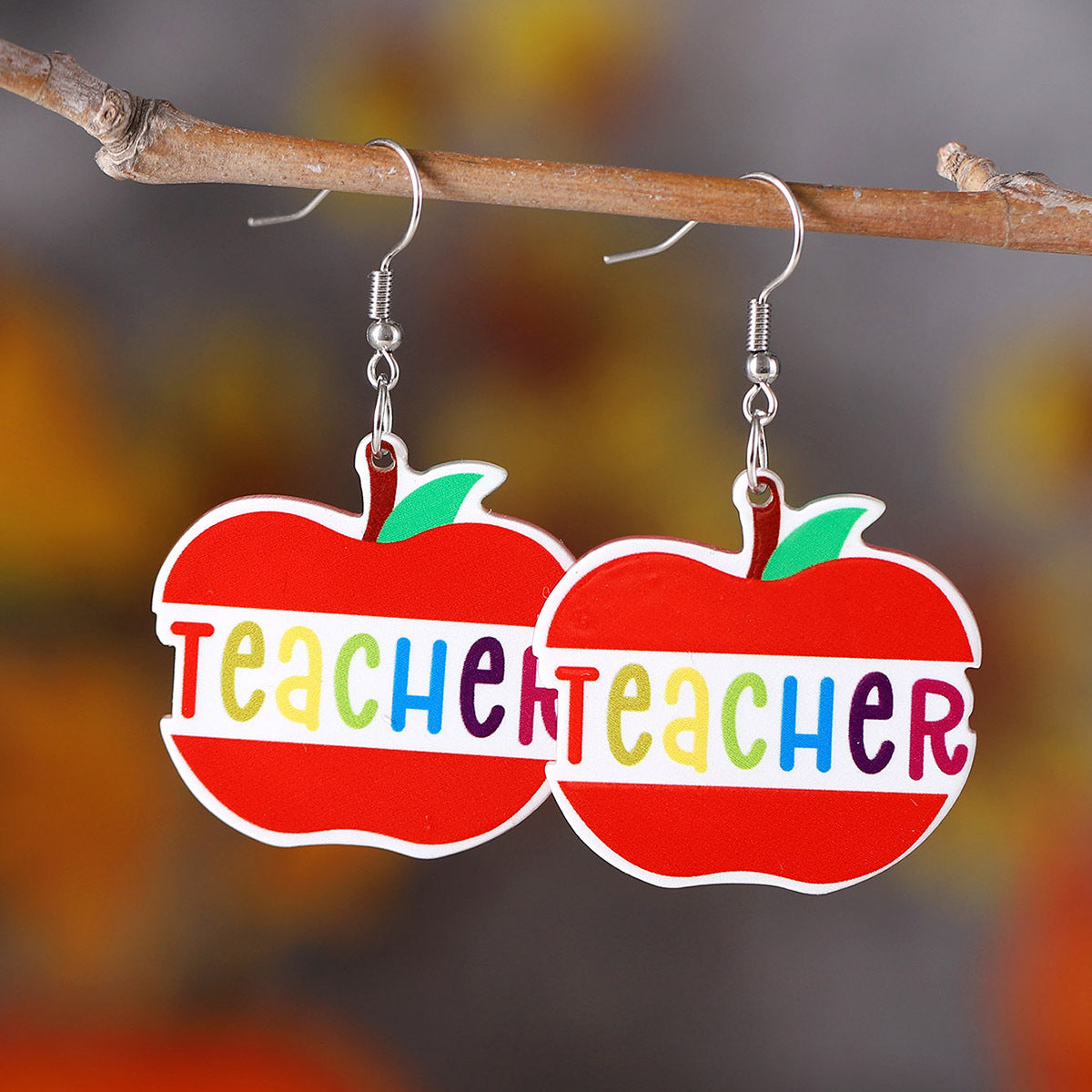 Wholesale  New School Season Books Apple Pendant Earrings Back to School Season Acrylic Teachers' Day Graduation Season Earrings