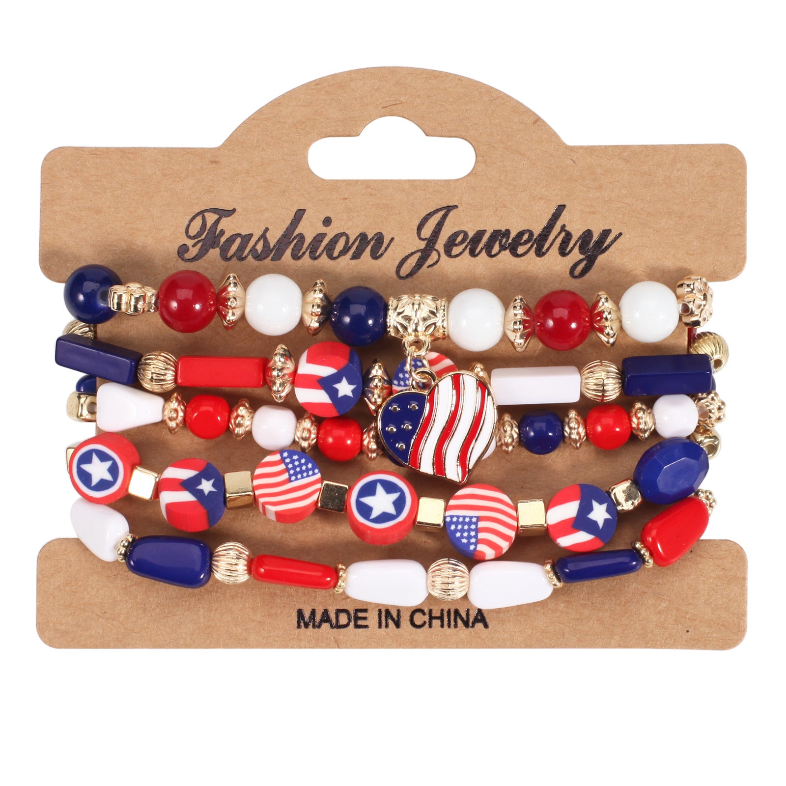 Wholesale Independence Day Flag Red White Blue Crystal Bracelet