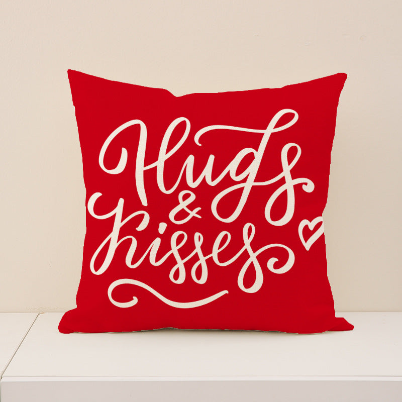 Wholesale Heart-Shaped Printed Pillow Cover Valentine' s Day  Linen Printed  Cover