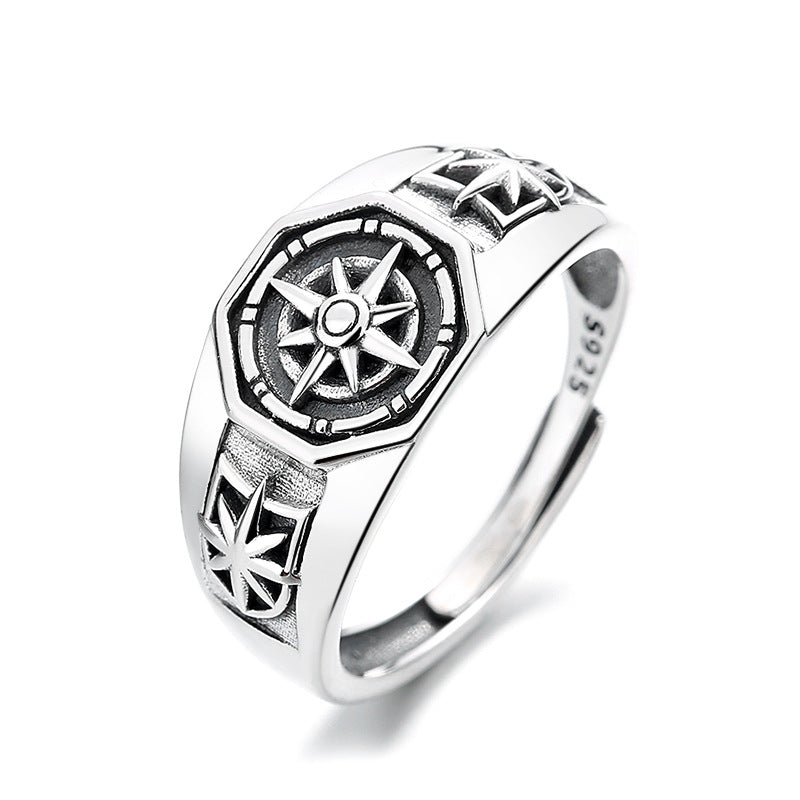Wholesale Sterling silver retro anime magic circle pattern open ring