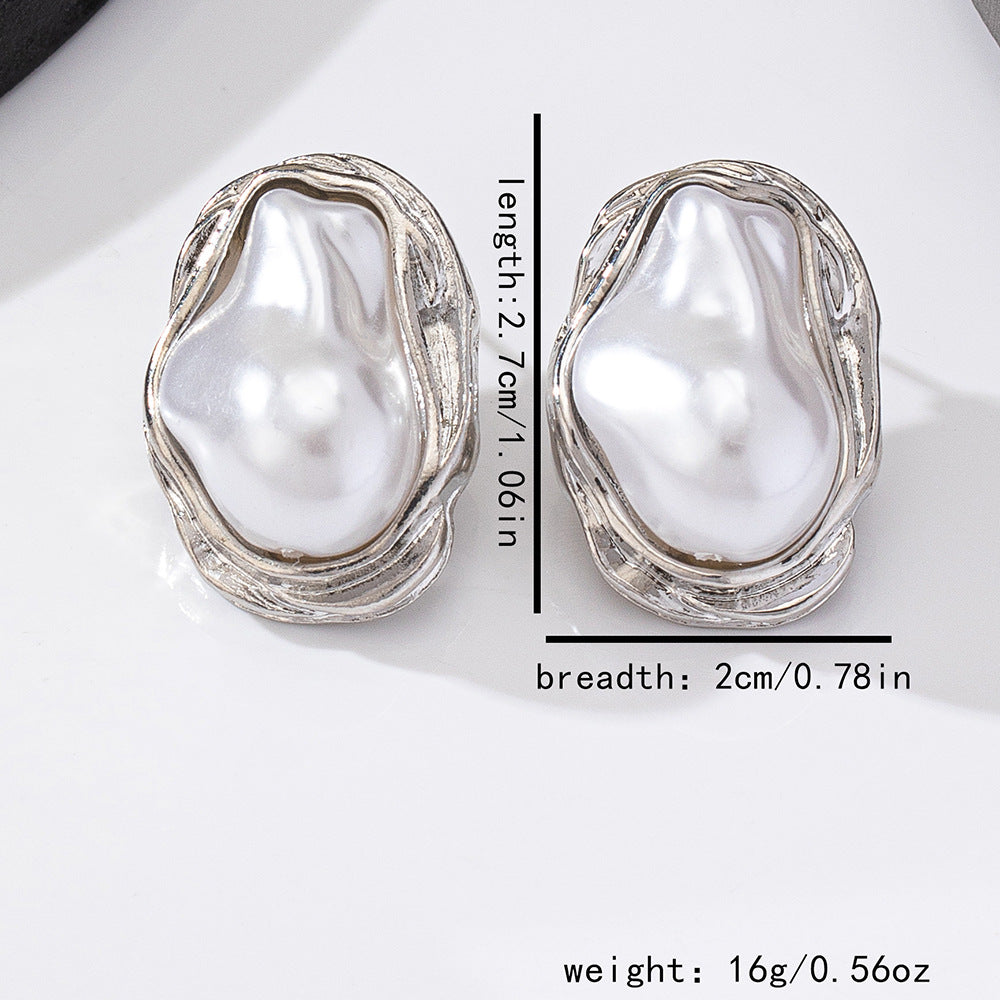 Wholesale French Retro Imitation Pearl Earrings Women Gold Plated Alloy Geometric Chic Party Wear Jewelry Accessory