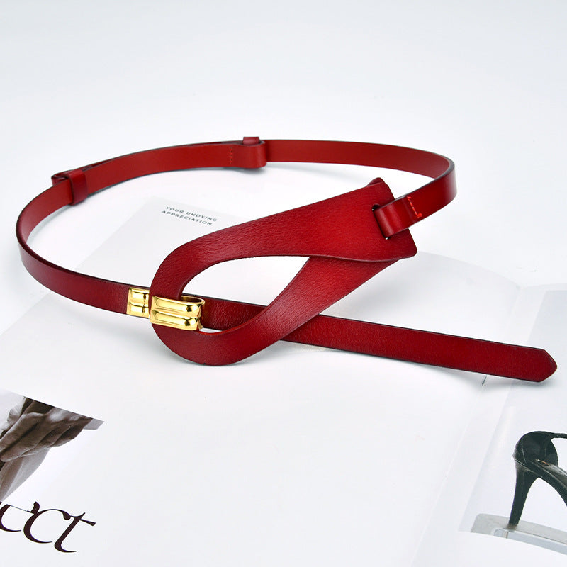 Wholesale Two-layer Cowhide Belt with No Holes for Adjustment and Outer Decoration