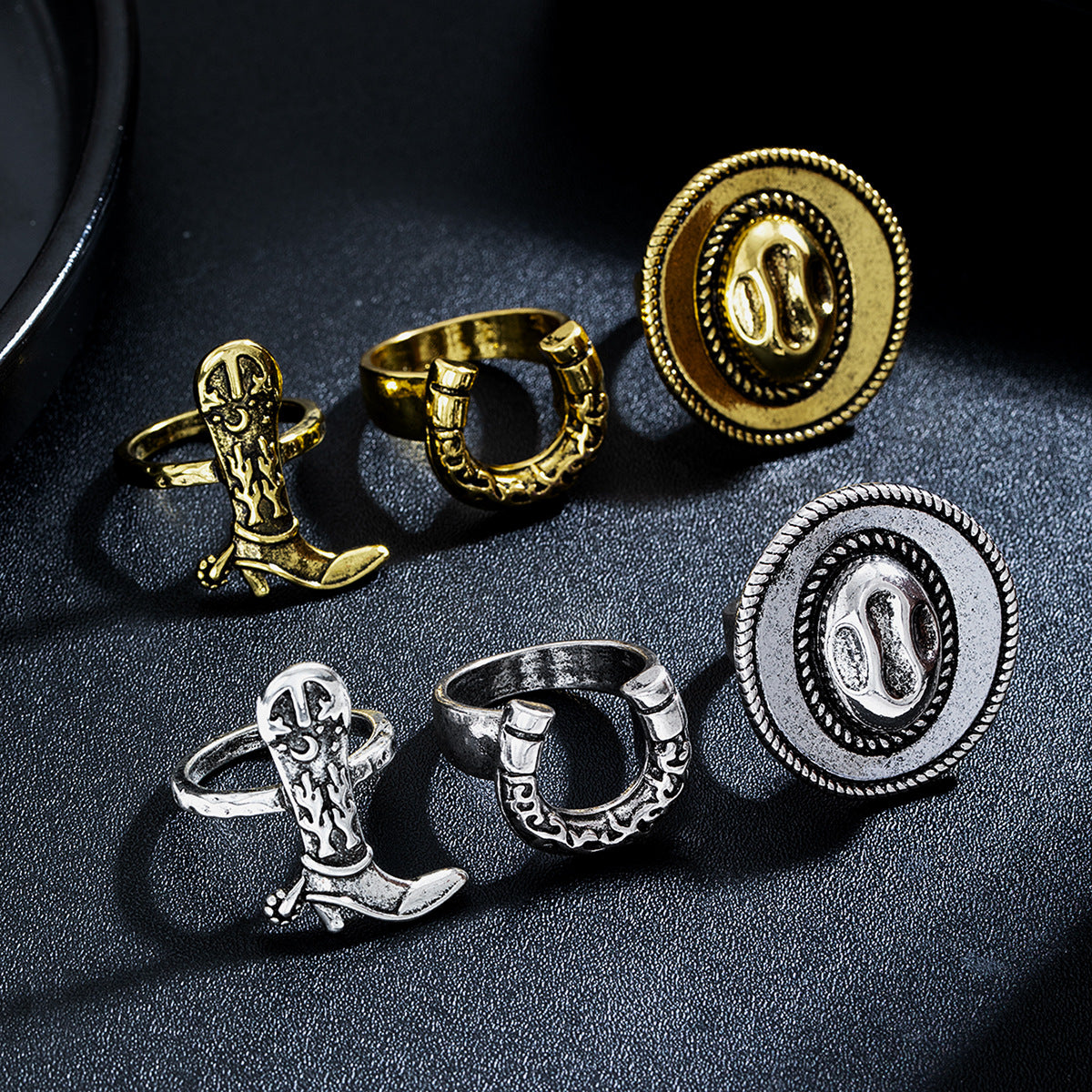 Wholesale Cowboy Western Style Boots Hat Rings set