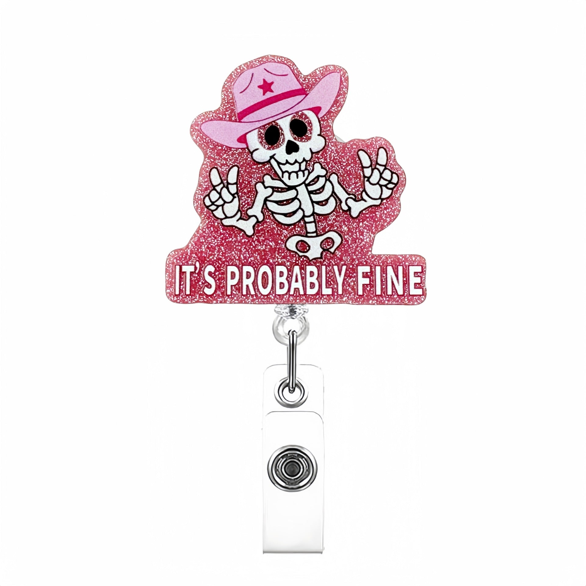 Wholesale Blackened Skeleton Medical Easy Pull Buckle  Badge Reels