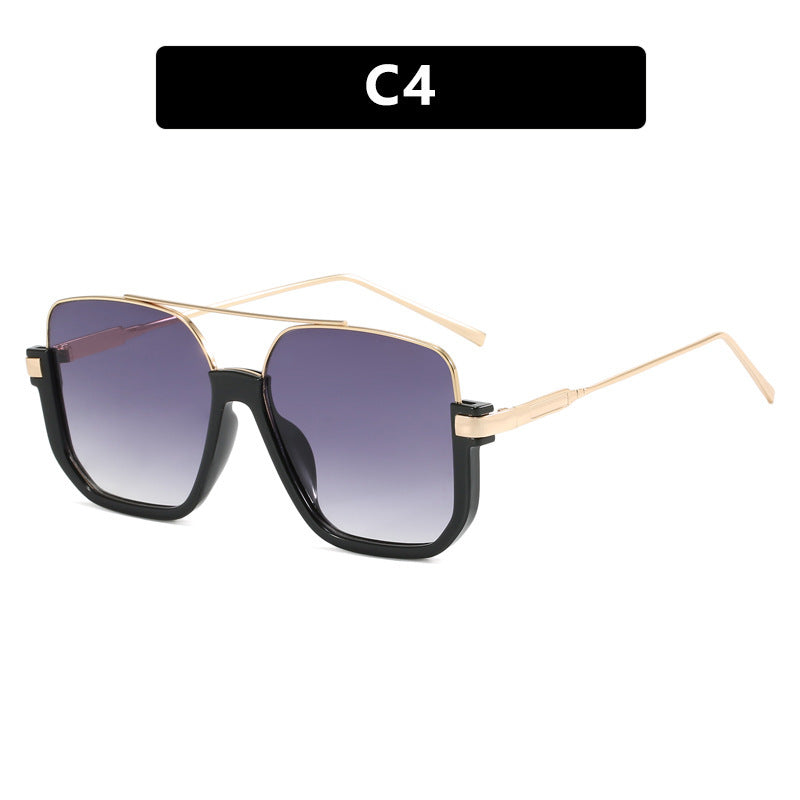 Wholesale Retro personality UV protection lower half frame double beam large frame sunglasses