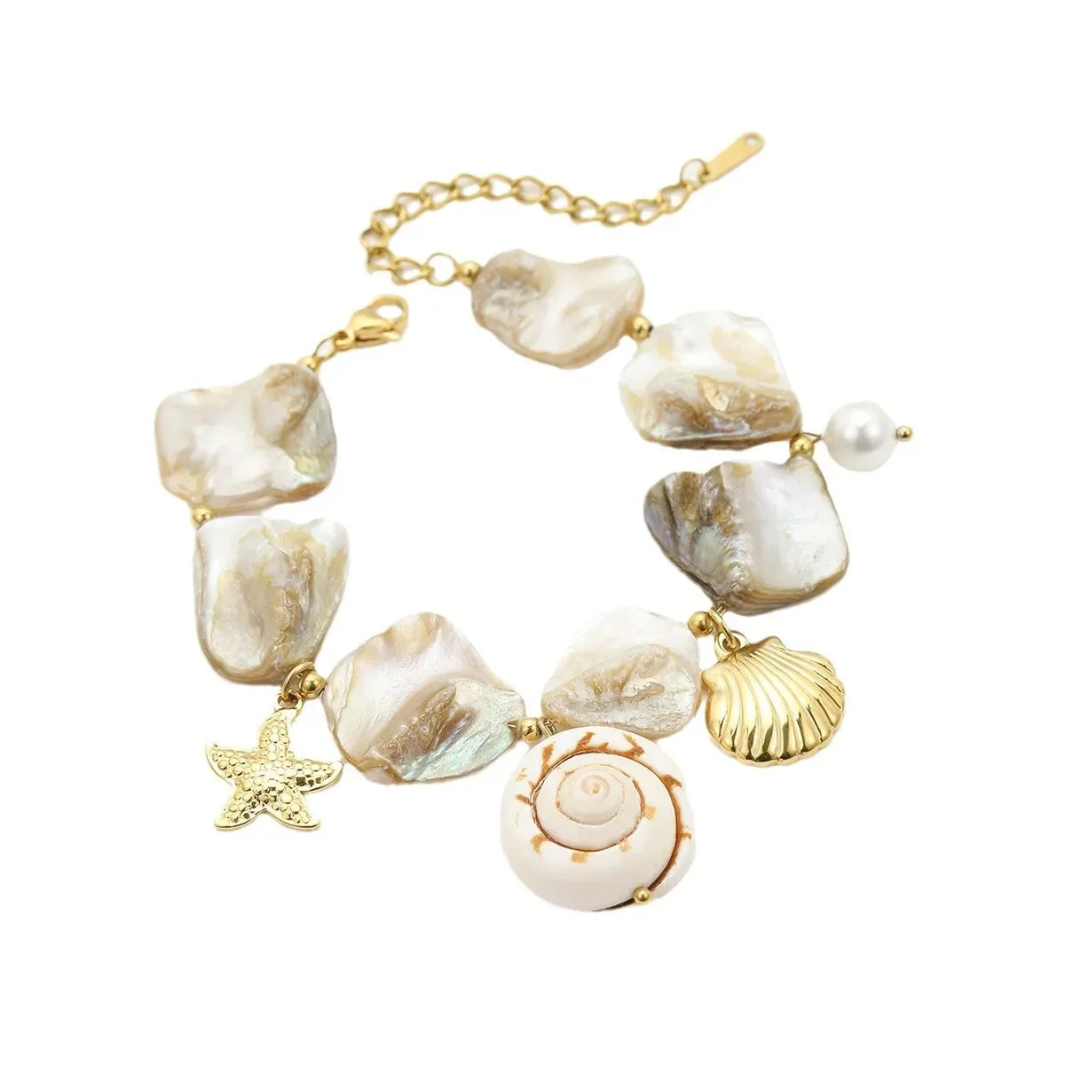 Wholesale Stainless Steel Bracelet Beach Style Shell Pearl Bracelet