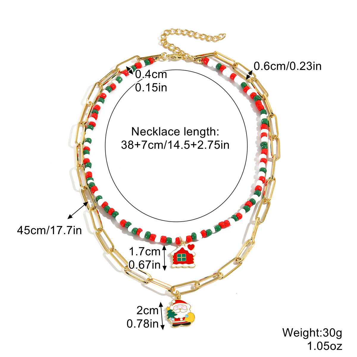 Wholesale Christmas Soft Clay Rice Beads Christmas Necklace