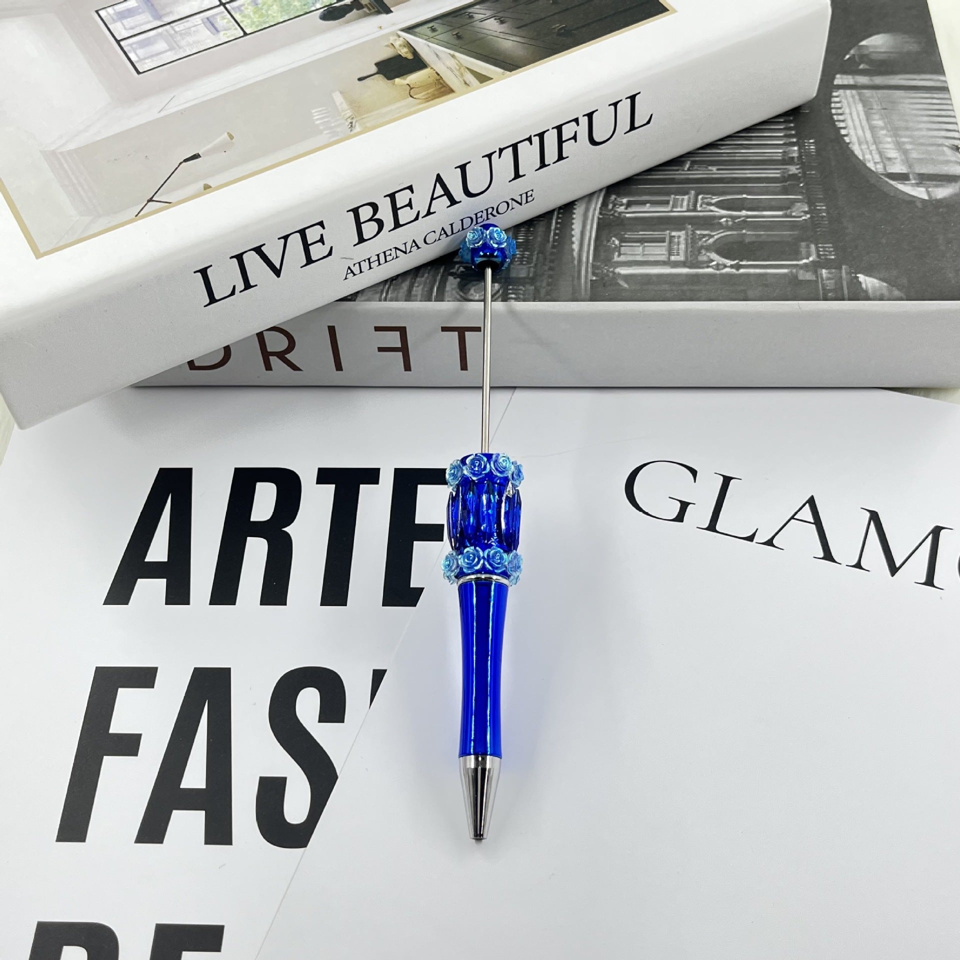 Wholesale 2pcs Crystal Rose Flower diy Beadable Pen