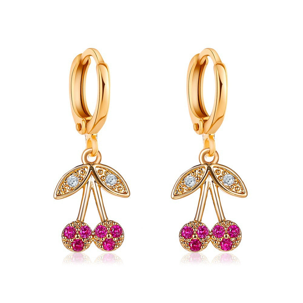 Wholesale long cherry creative design cute earrings