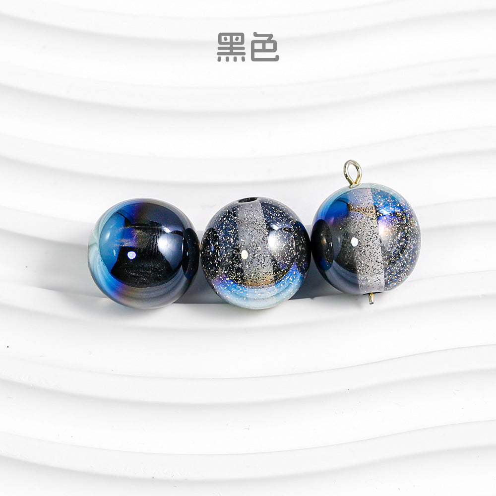 Wholesale 30pcs High Quality Through Hole Round Beads with Starry Sky DIY Beads