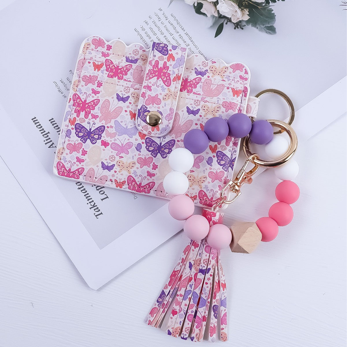 Wholesale Butterfly Print Wallet Keychain