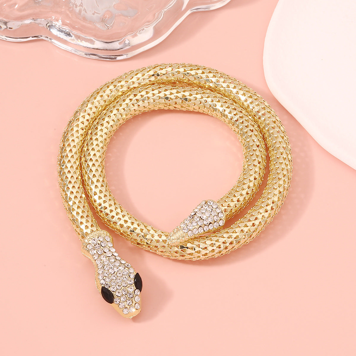 Wholesale Gold Magnetic Snake Shaped Full Diamond Necklace Collarbone Chain