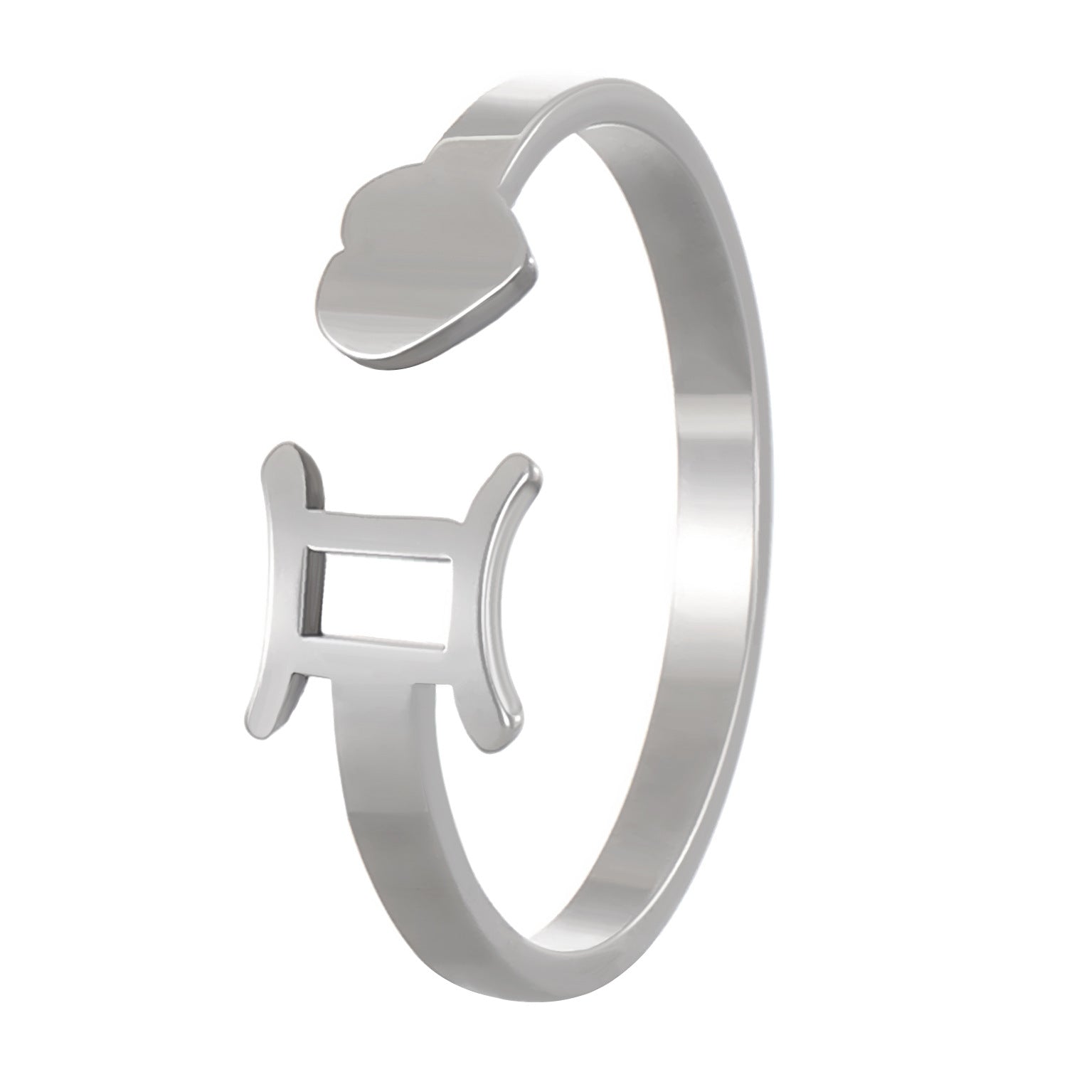 Wholesale Stainless Steel Twelve Constellations Three-dimensional Love Opening Adjustable Ring