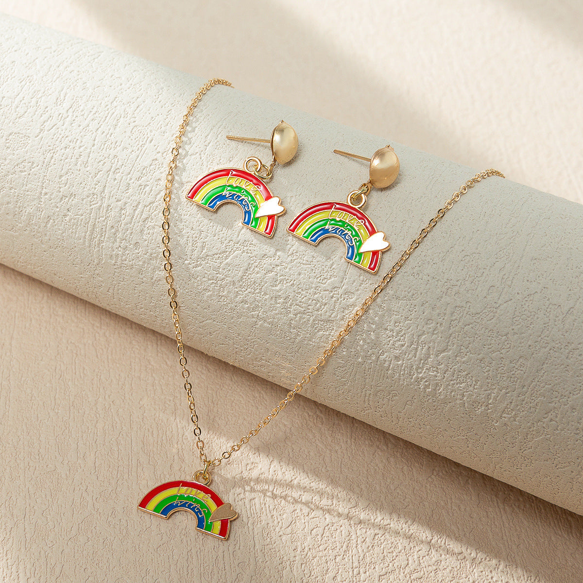 Wholesale Rainbow Element Valentine's Day Necklace Set