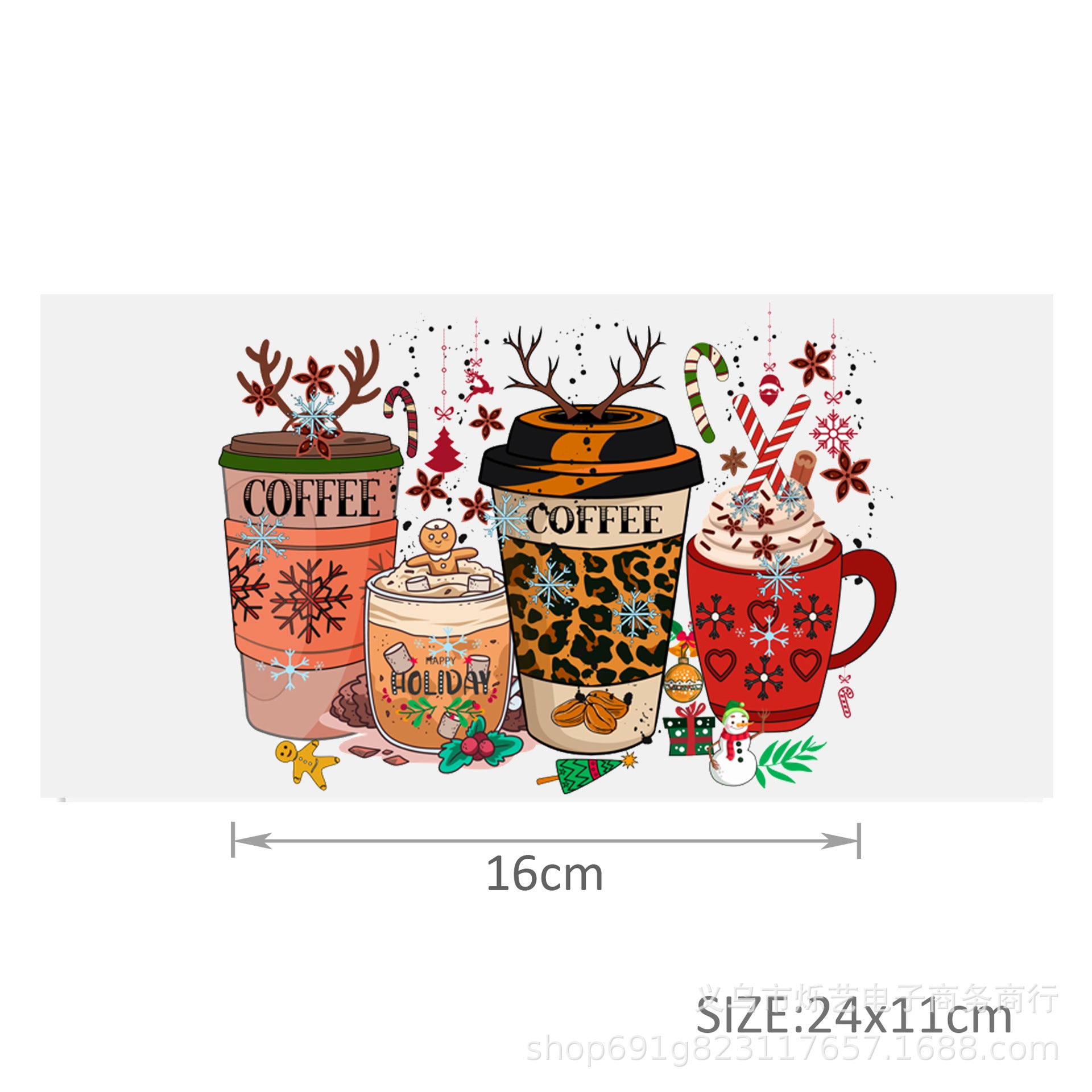 Wholesale Christmas  Snowman Drink  16oz Cup UV DTF Wraps