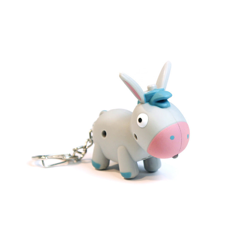 Wholesale Sound and light cartoon donkey keychain