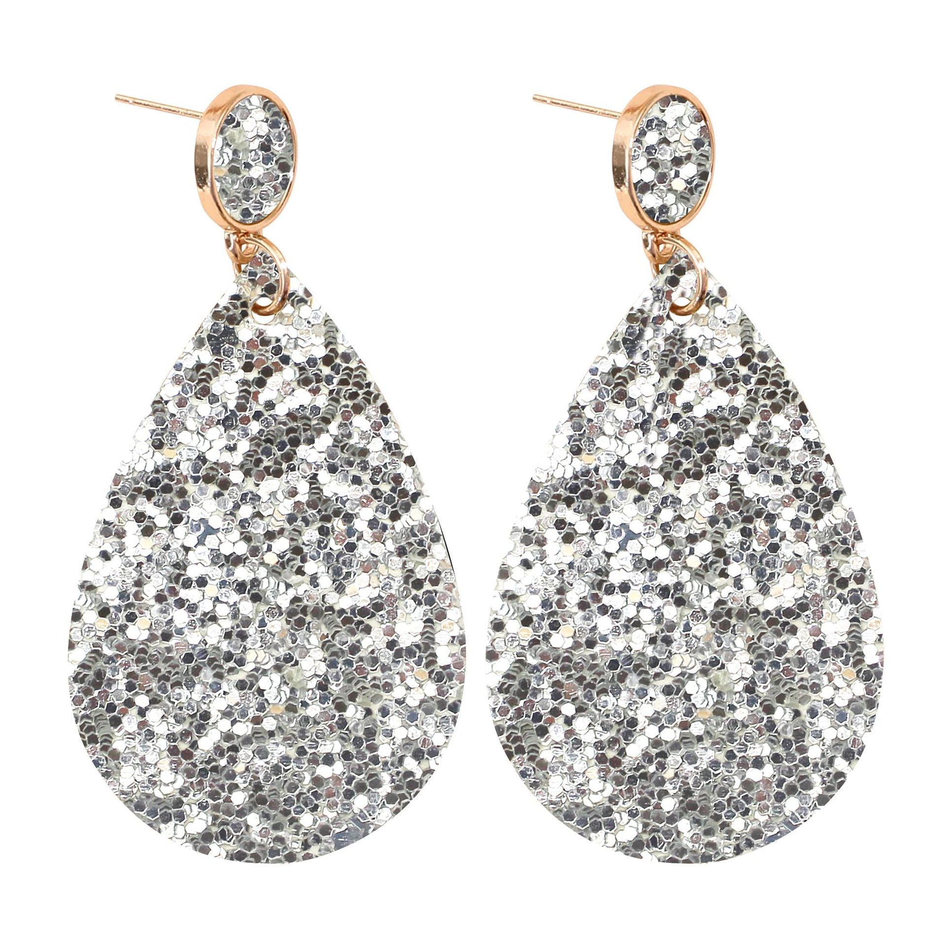 Pendientes de forma de plato de cuero con brillo de oro por mayor