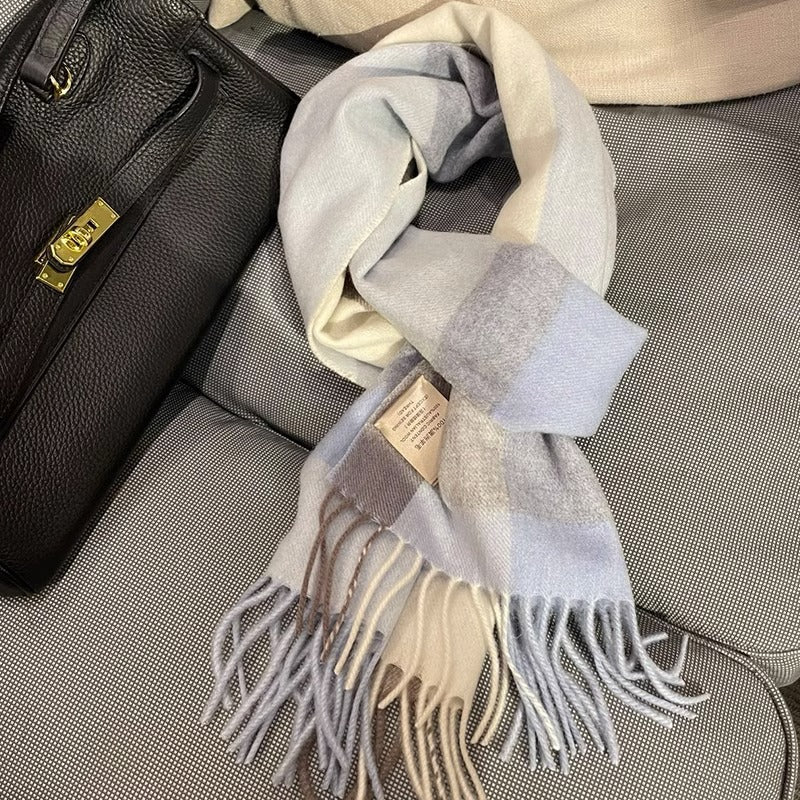 Wholesale Winter Warm Pure Wool Plaid Scarf