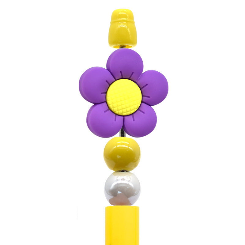 Wholesale Random100pcs Ballpoint Pen Beaded Accessories Cute Flowers Pvc Burnt Beads