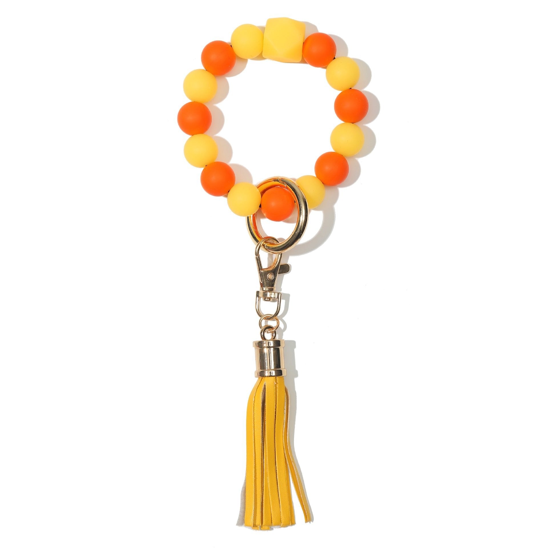 Wholesale Fluorescent Luminous Colored Silicone Beaded Wrist Keychain