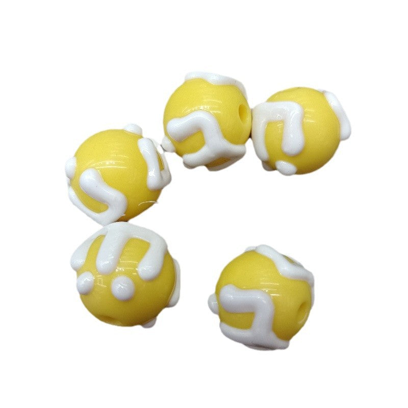 Wholesale 200pcs Hand-painted round beads DIY letters cake beads