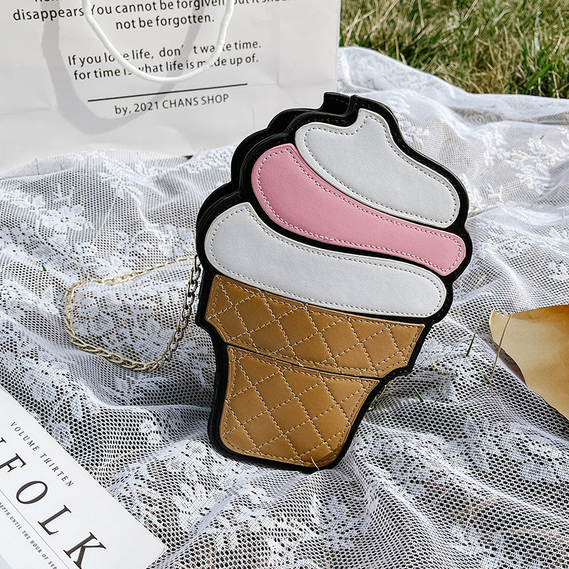 Wholesale PU Cartoon Cute Ice Cream Single Shoulder Diagonal Cross Chain Bag