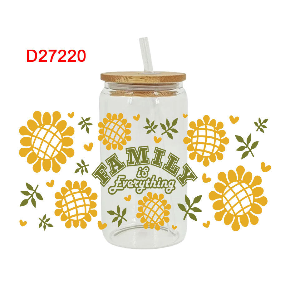 Wholesale Yellow Sunflower Butterfly 16oz Cup UV DTF Wraps