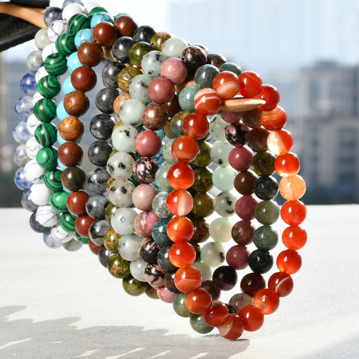 Wholesale New Chinese bracelet 8mm round beads natural stone bracelet