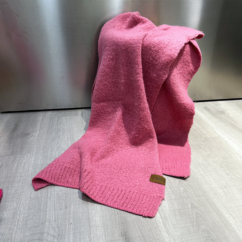 Wholesale Autumn and Winter Warm Solid Color High-end Knitted Scarf