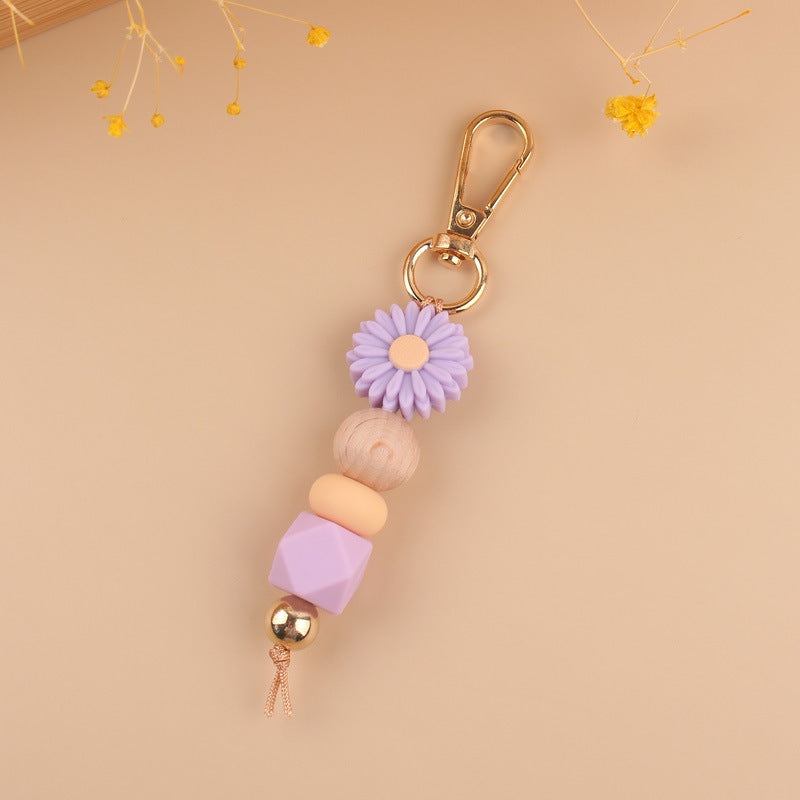 Wholesale Silicone Cartoon Daisy Keychains