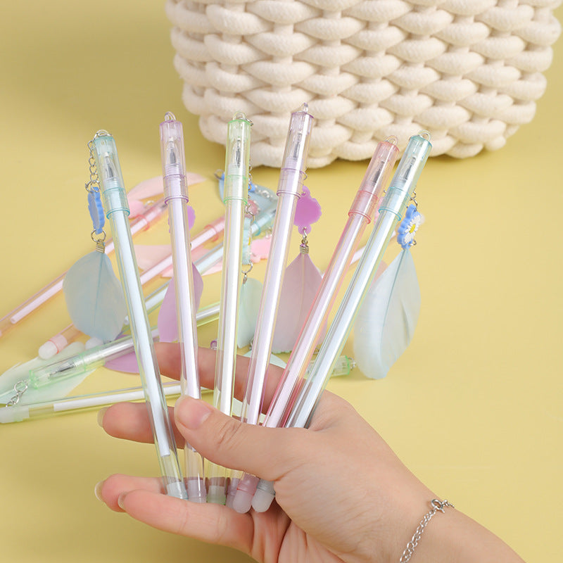Wholesale Plastic Daisy Feather Pendant Gel Pen