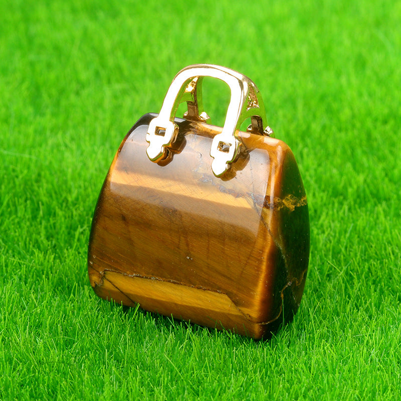 Wholesale Natural Crystal Stone Mini Handbag Bag Decoration