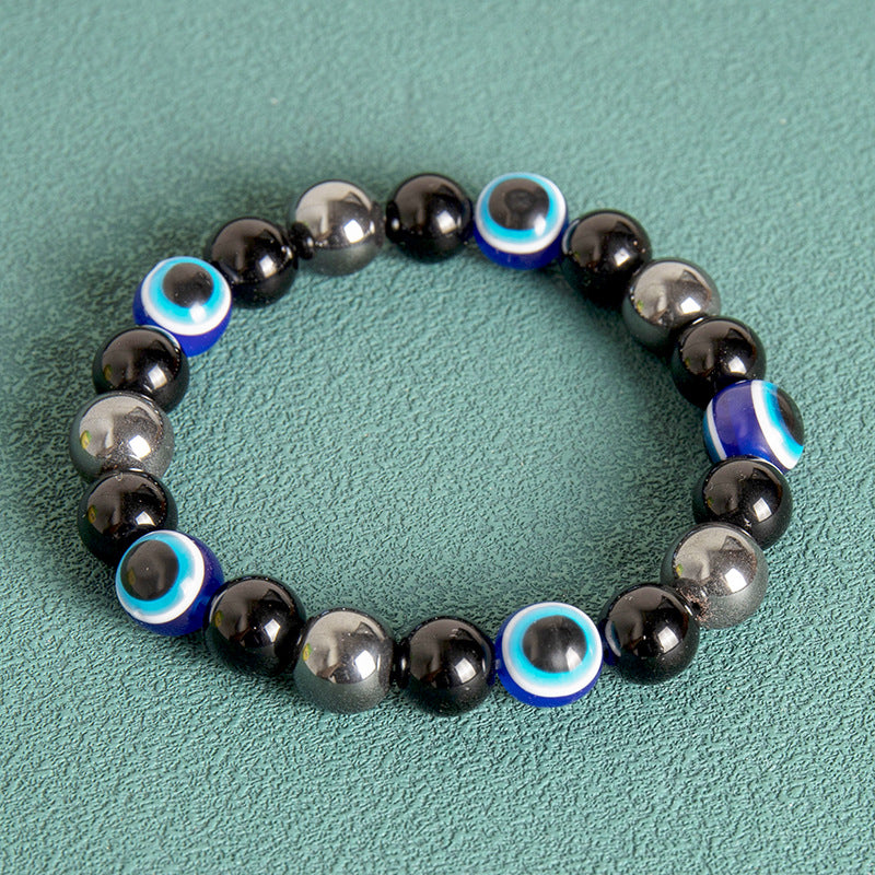 Wholesale Magnets Obsidian Evil Eye Single Circle Bead Bracelet