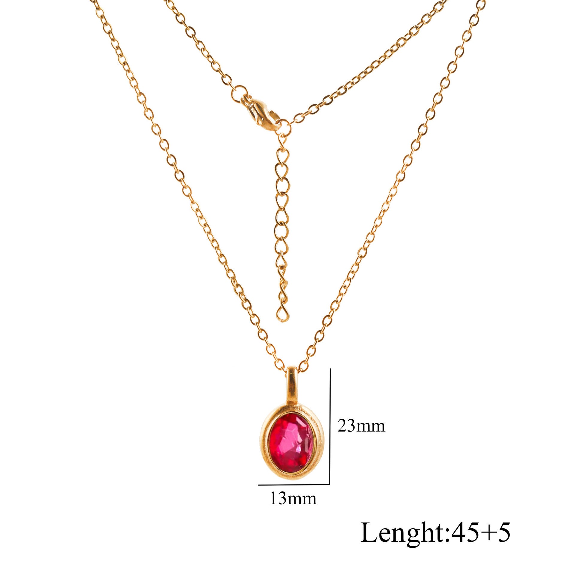 Wholesale Retro oval gemstone Titanium Steel Necklace