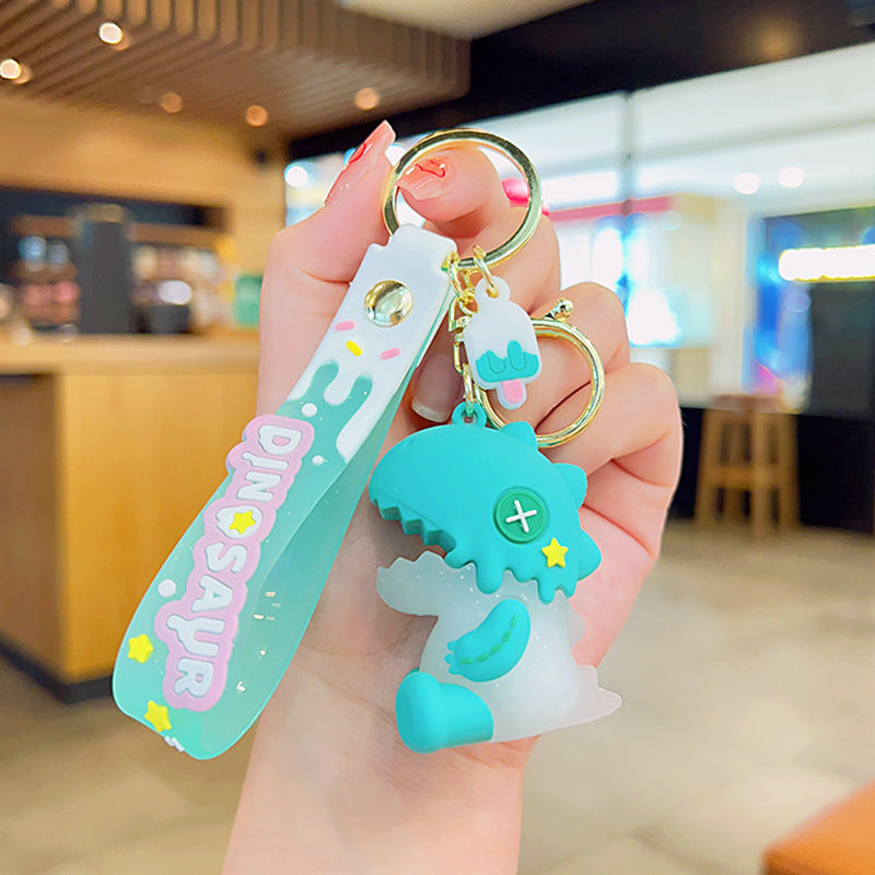 Wholesale PVC Ice Cream Dinosaur Keychain