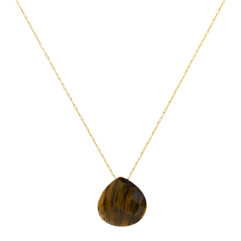 Wholesale Luxury Simple Water Drop Natural Stone Stainless Steel Necklace