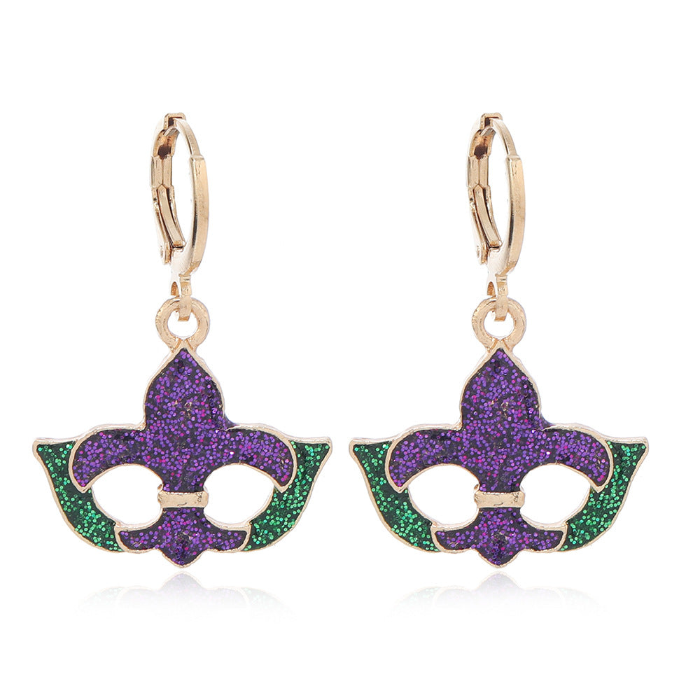 Wholesale Carnival Flash Iris Flower Mask  Crown Trendy Fashion All-match Earrings