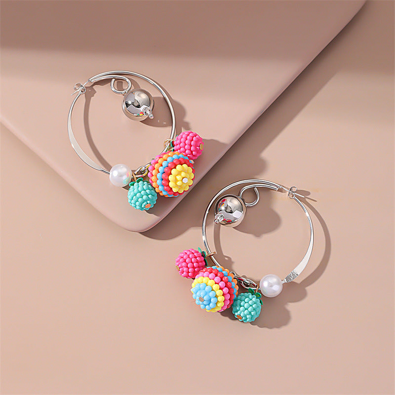 Wholesale of New Ball Small Fresh Colored Resin Earrings
